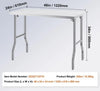 Foldable Commercial Stainless Steel Prep Table 48×24×34 Inch, Heavy Duty 300 LBS Load Workstation, SUS201 Foldable Kitchen Work Table with Storage Shelf for Restaurant & Catering
