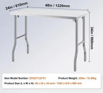 Foldable Commercial Stainless Steel Prep Table 48×24×34 Inch, Heavy Duty 300 LBS Load Workstation, SUS201 Foldable Kitchen Work Table with Storage Shelf for Restaurant & Catering