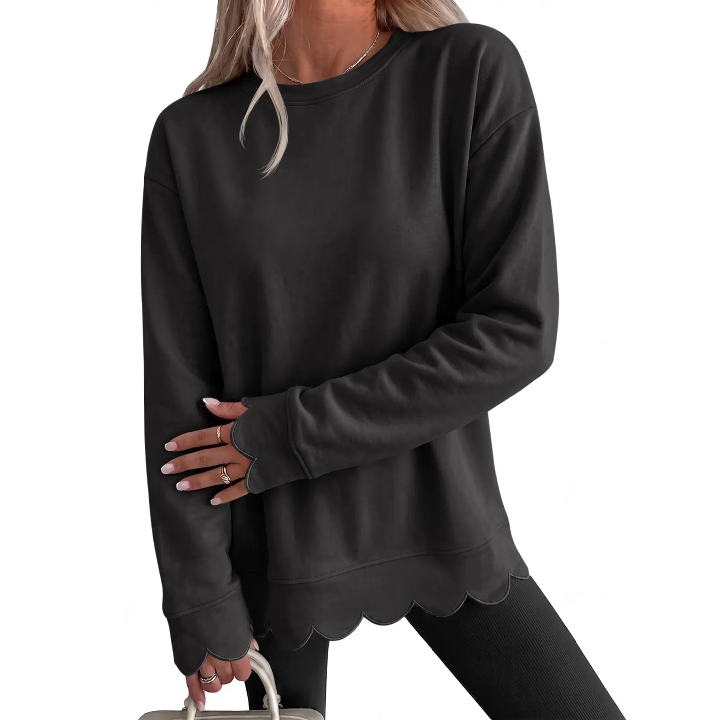 Women's Oversized Heather Crew Neck Sweatshirt
