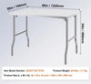 Foldable Commercial Stainless Steel Prep Table 48×24×34 Inch, Heavy Duty 300 LBS Load Workstation, SUS201 Foldable Kitchen Work Table with Storage Shelf for Restaurant & Catering